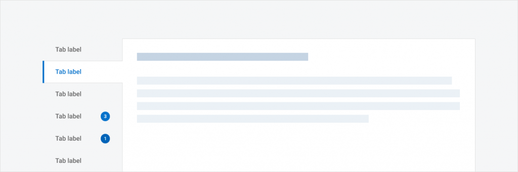 A mid fidelity wireframe of contained vertical tabs